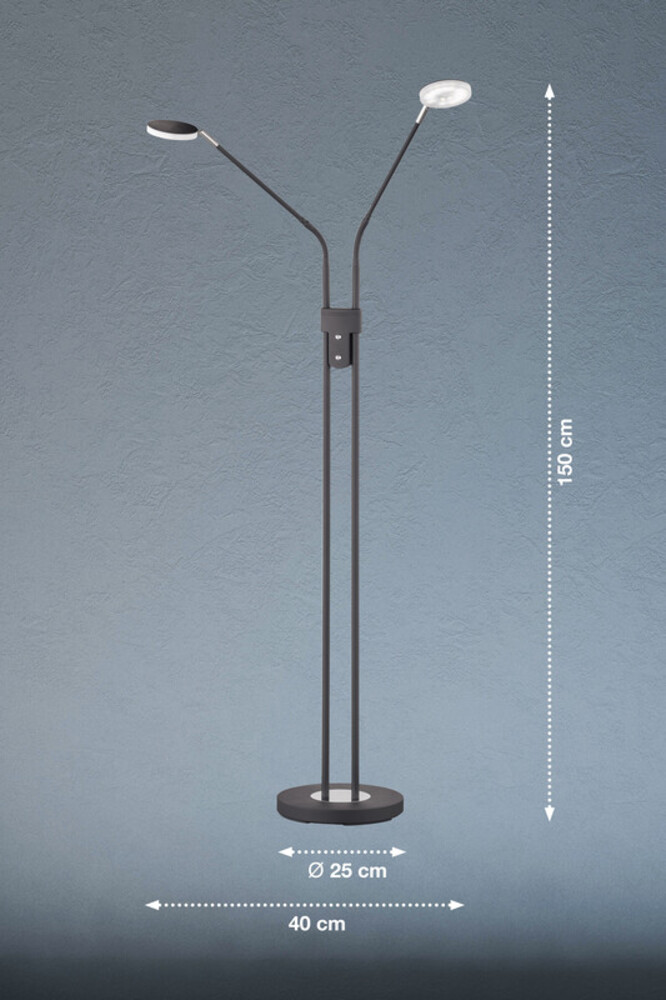 Elegante Stehlampe Luna aus Metall in Sandschwarz von der Marke FHL easy!