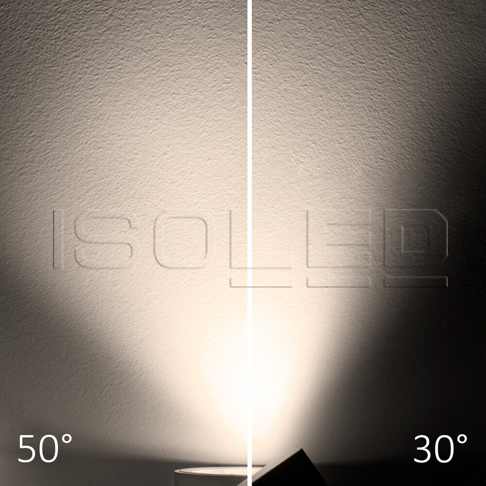 Schicker, weiß matter Isoled Strahler & Spot mit Fokusfunktion und warmweißer Lichtfarbe