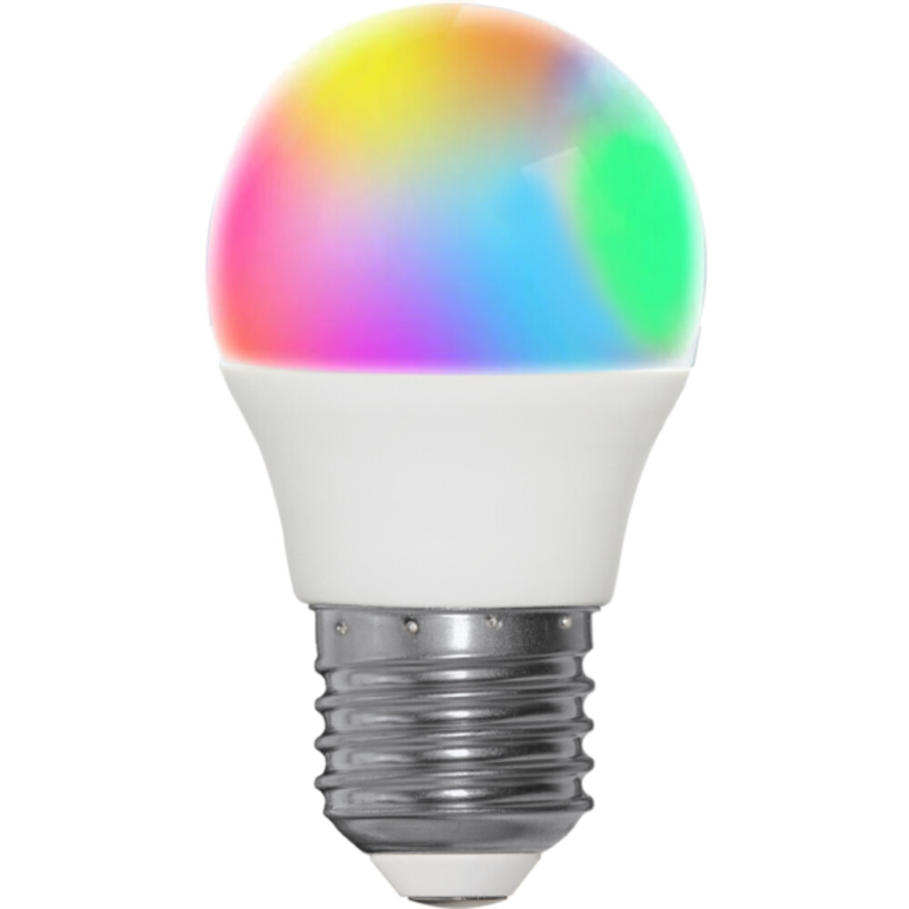 Hochwertiges LED-Leuchtmittel von Star Trading mit einer ansprechenden warmweißen Lichtfarbe und einer hohen Farbwiedergabequalität von 80 Ra. Es ist per App steuerbar und kompatibel mit Google Alexa.