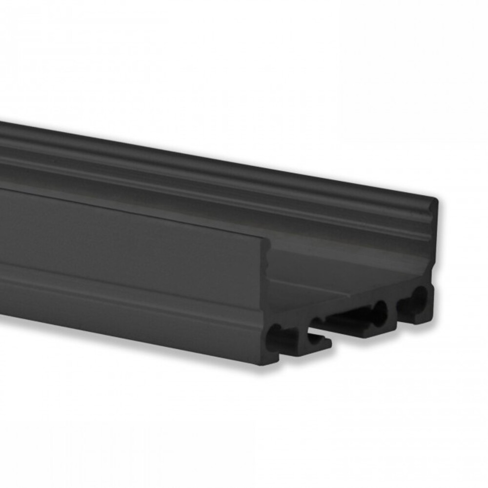 Hochwertige, warmweiße 24V COB LED Leiste von LED Universum mit Premium-Schutzart IP65, 1m Aufbaubreite 25mm in elegantem Schwarz