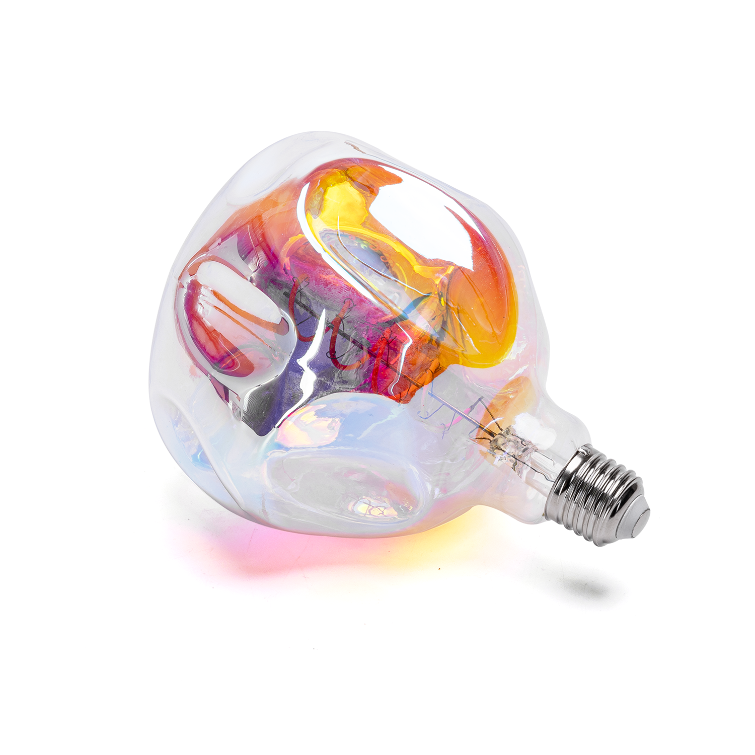 LED Deko-Leuchtmittel Spiral-Filament Glühlampe "Alien" kugelförmig verspiegelt Sockel E27 4W G125 1800K/Amber 250lm