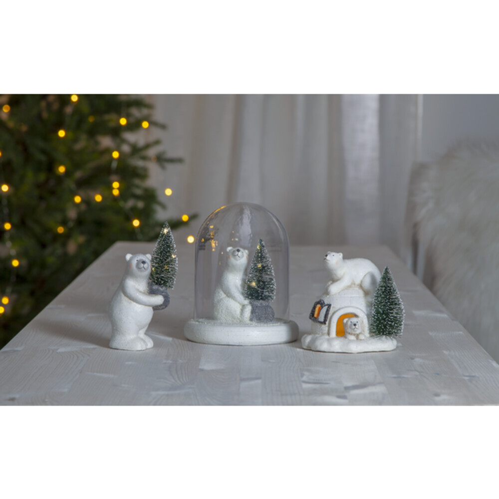 Wunderschöne weihnachtliche Leuchtfigur von Star Trading mit warmweißer LED, stilvoll anmutenden Eisbären und zauberhaftem Iglu