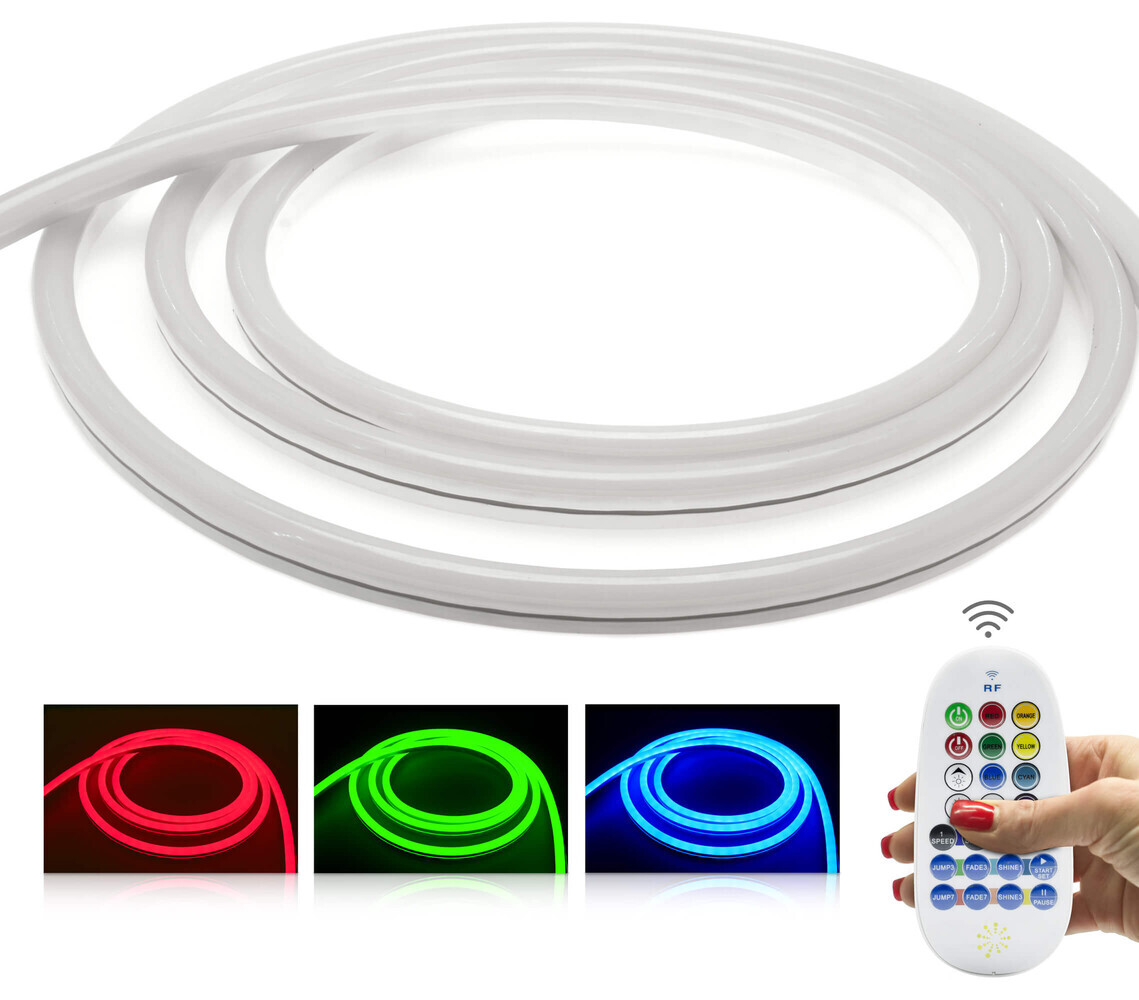 Brillanter, farbenfroher LED Streifen von LED Universum mit leistungsstarkem RGB Funk SET und solider IP66 Wasserbeständigkeit