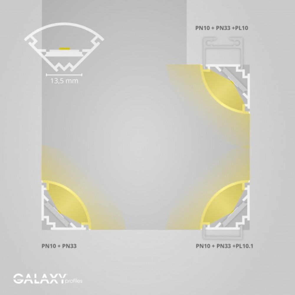 Abdeckung von GALAXY profiles in opal satiniertem Design für LED Stripes bis 9 mm Breite aus der Serie PN10