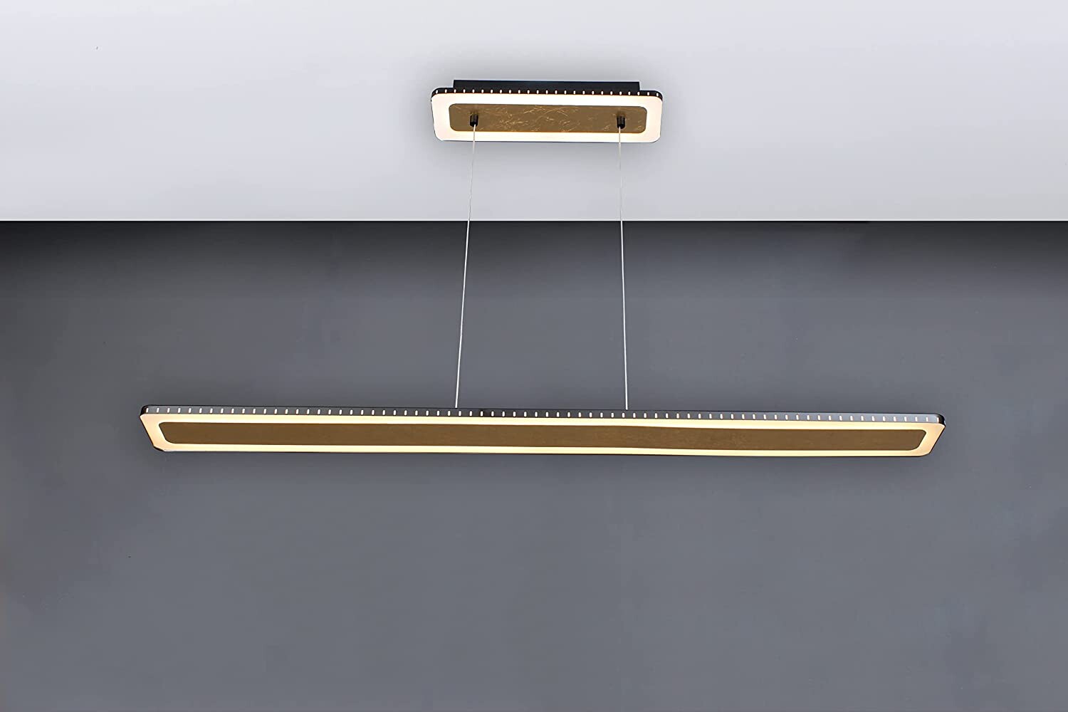 Detaillierte ECO-LIGHT LED Pendelleuchte SOLARIS mit glänzendem Gold-und-schwarz Rand