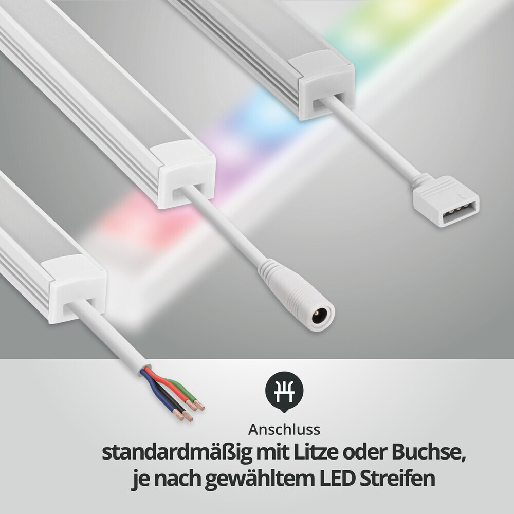 hochwertige LED Leiste von LED Universum mit Premium 24V RGB WW COB und IP65-Schutzklasse
