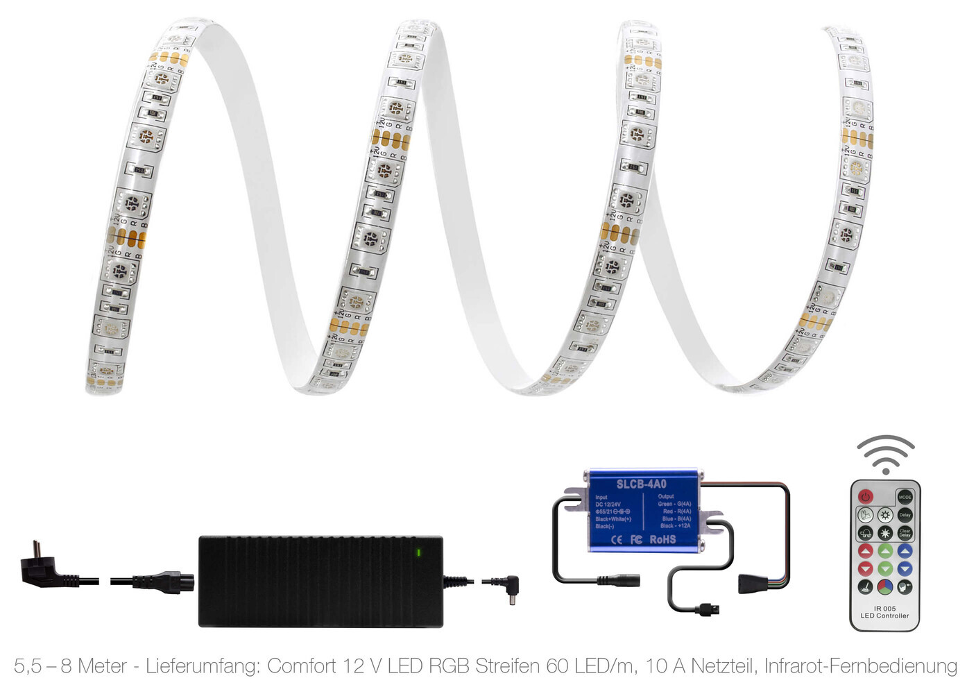 Hochwertiger farbenfroher LED Streifen von LED Universum mit leistungsstarker Fernbedienung