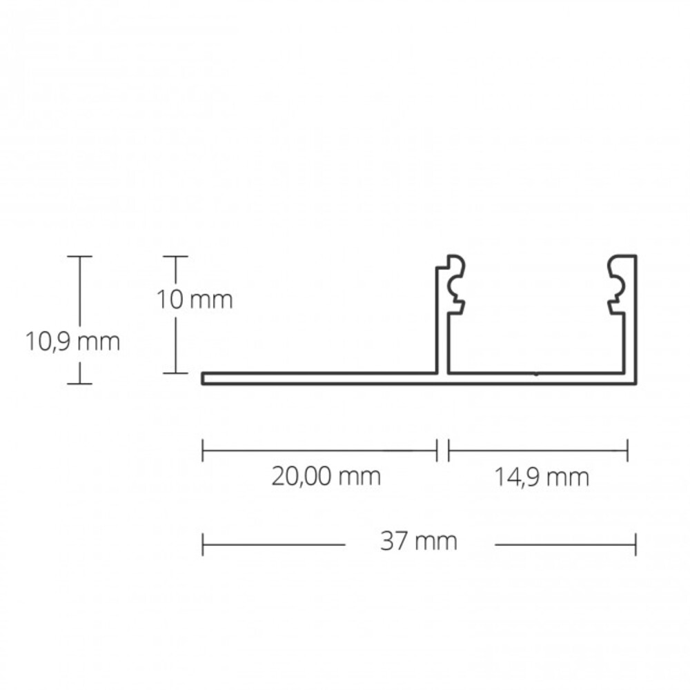 Hochwertiges LED Profil von GALAXY profiles in einer Länge von 200 cm, für LED Stripes bis zu 14 mm Breite