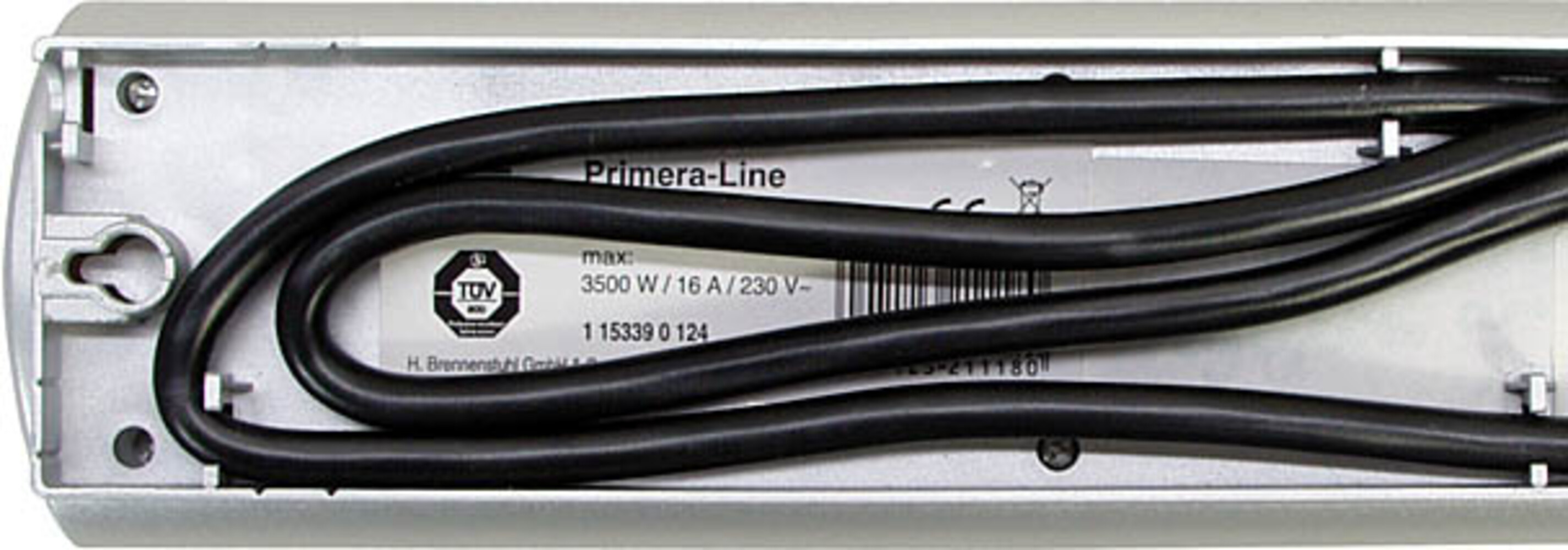 Hochwertiges Anschlusskabel und Stecker für Brennenstuhl Primera Line Steckdosenleiste - 10-fach schaltbar - 2m Zuleitung - silber