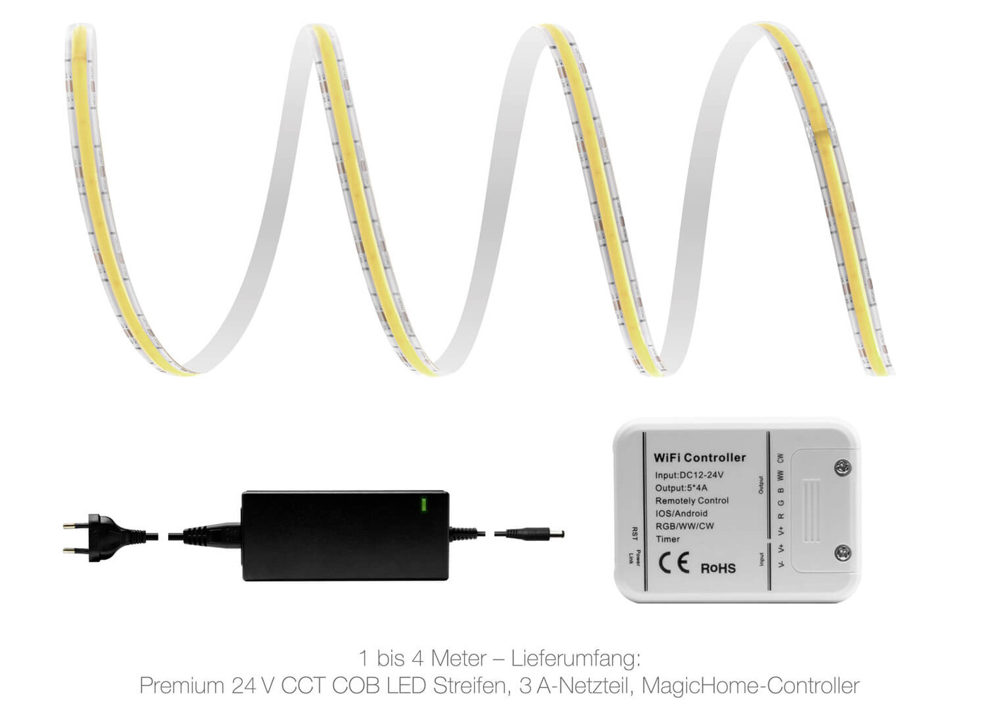 Hochwertiger Premium CCT COB LED Streifen von LED Universum zur Beleuchtung mit WLAN-Funktion