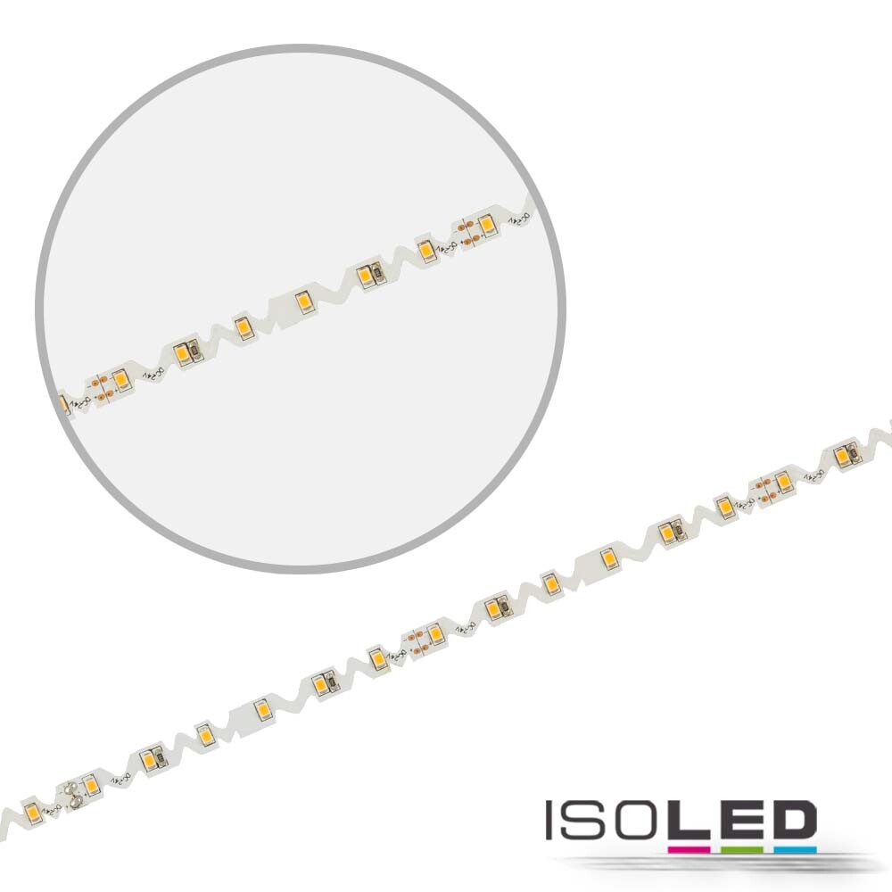 Flexibles 24V LED-Streifen von Isoled, perfekt geeignet für Winkel und Ecken, strahlend in warmweißem Licht