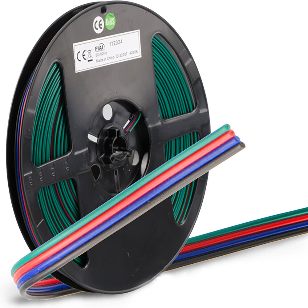Qualitativ hochwertiges RGB Kabel auf 25 Meter Rolle, 4-polig, mit 0,5mm Durchmesser von der Marke Isoled