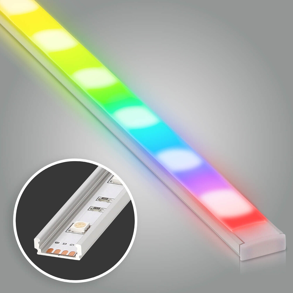 LED Leiste Basic - Classic 12V LED Streifen IP20 RGB 30 LED/m 5050 - 0,5m  Aufbau schmal 12mm - silber