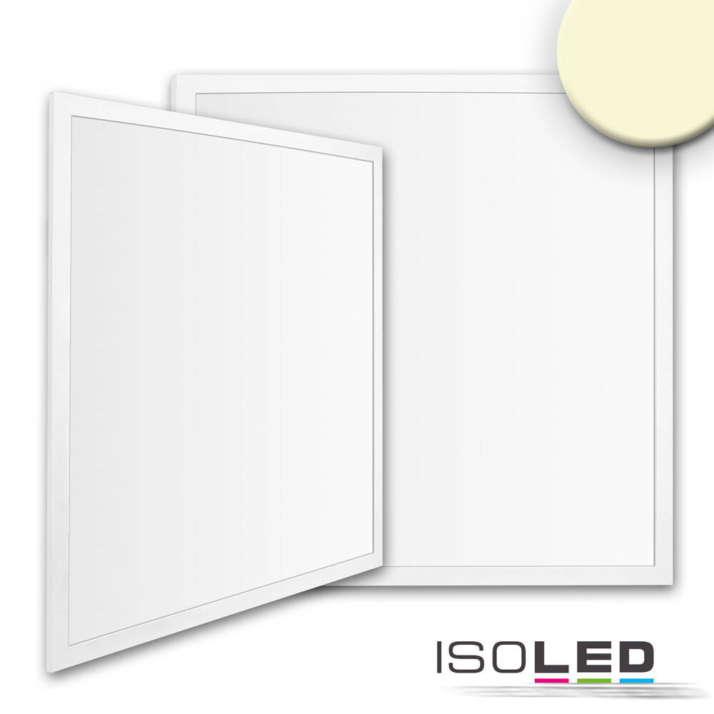 Modernes LED Panel Business Line von Isoled in eleganter weißer Rahmenfarbe RAL 9016, warmweiß, KNX dimmbar