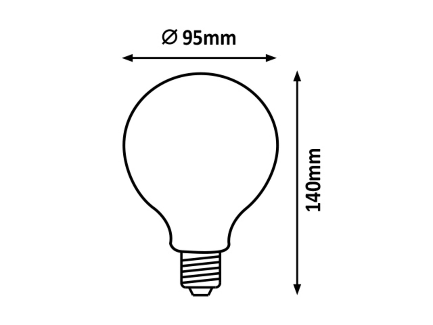 Filament Leuchtmittel 1381, E27, 8W, 2700K, 1055lm, warmweiß, ø95mm