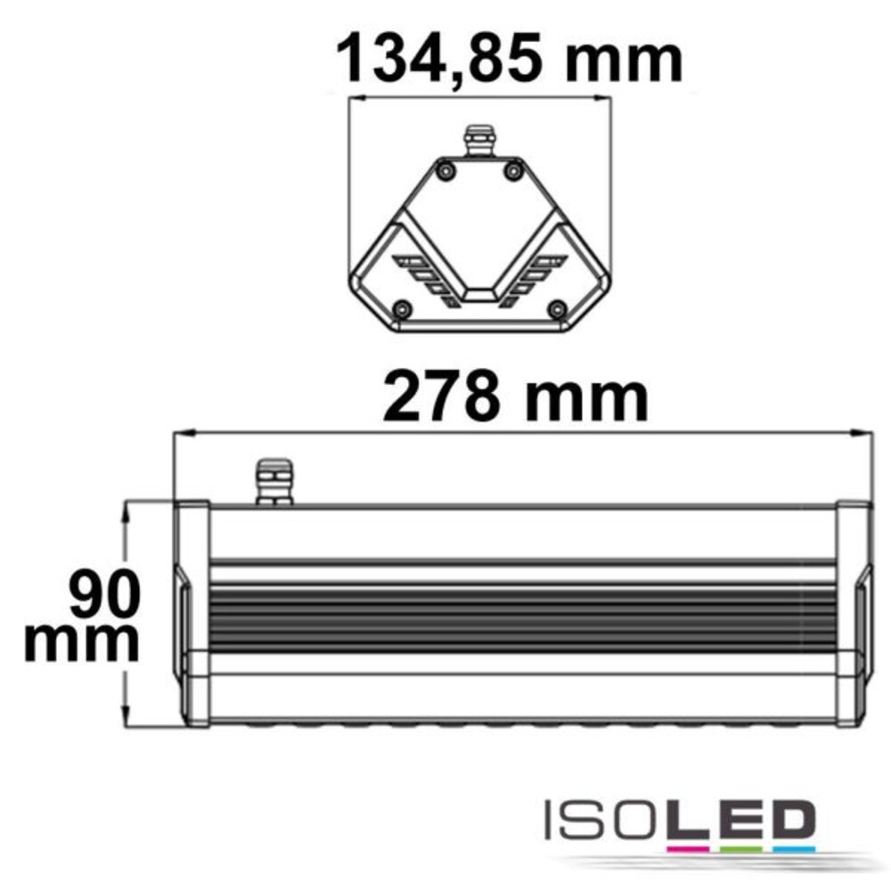 Eine kaltweiße, dimmbare Isoled 113752 LED-Fluter-Hallenleuchte mit einem robusten IK10-Schutzgrad und widerstandsfähiger IP65-Zertifizierung