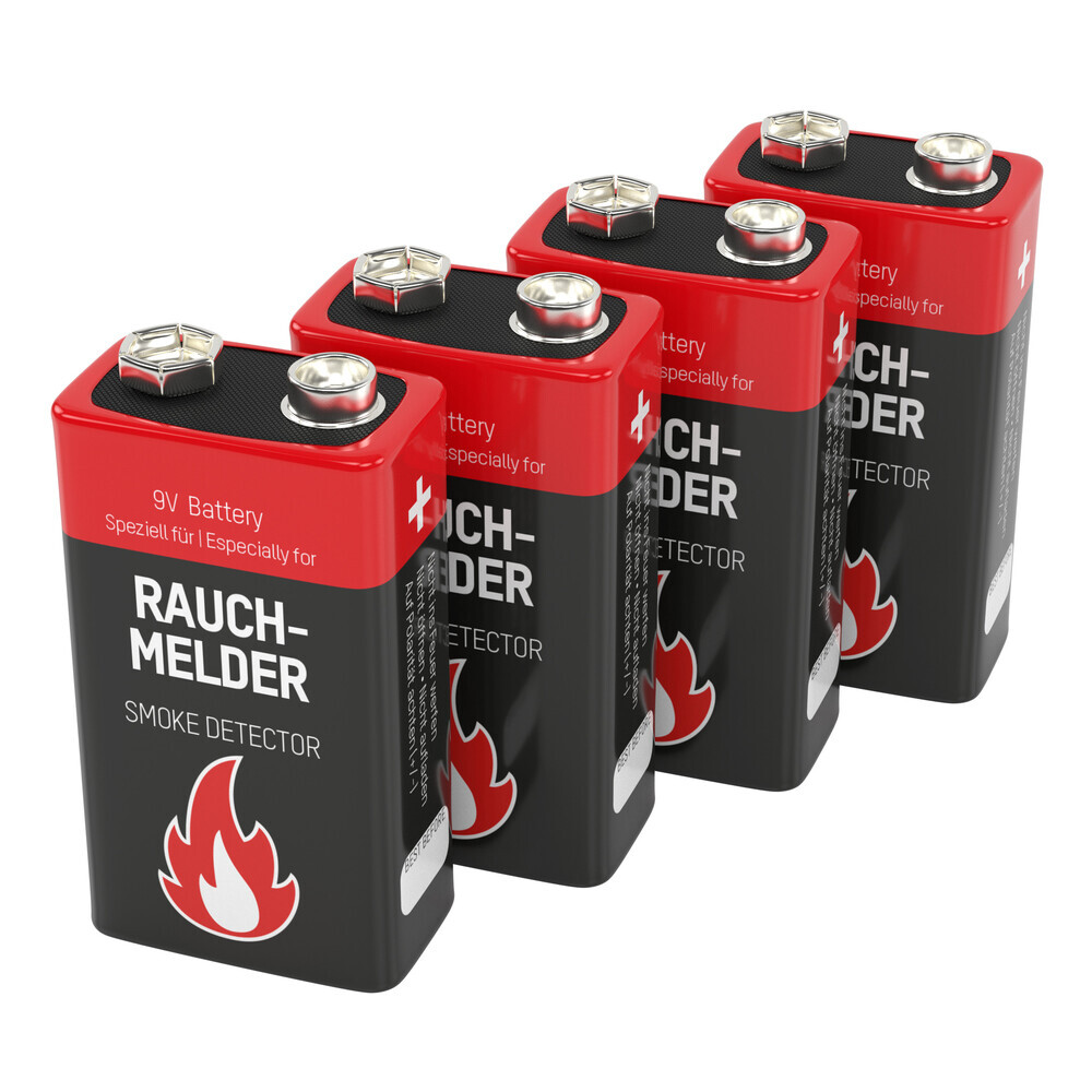 4er Pack leistungsstarke Typ E Block-Batterien von Ansmann für Rauchmelder