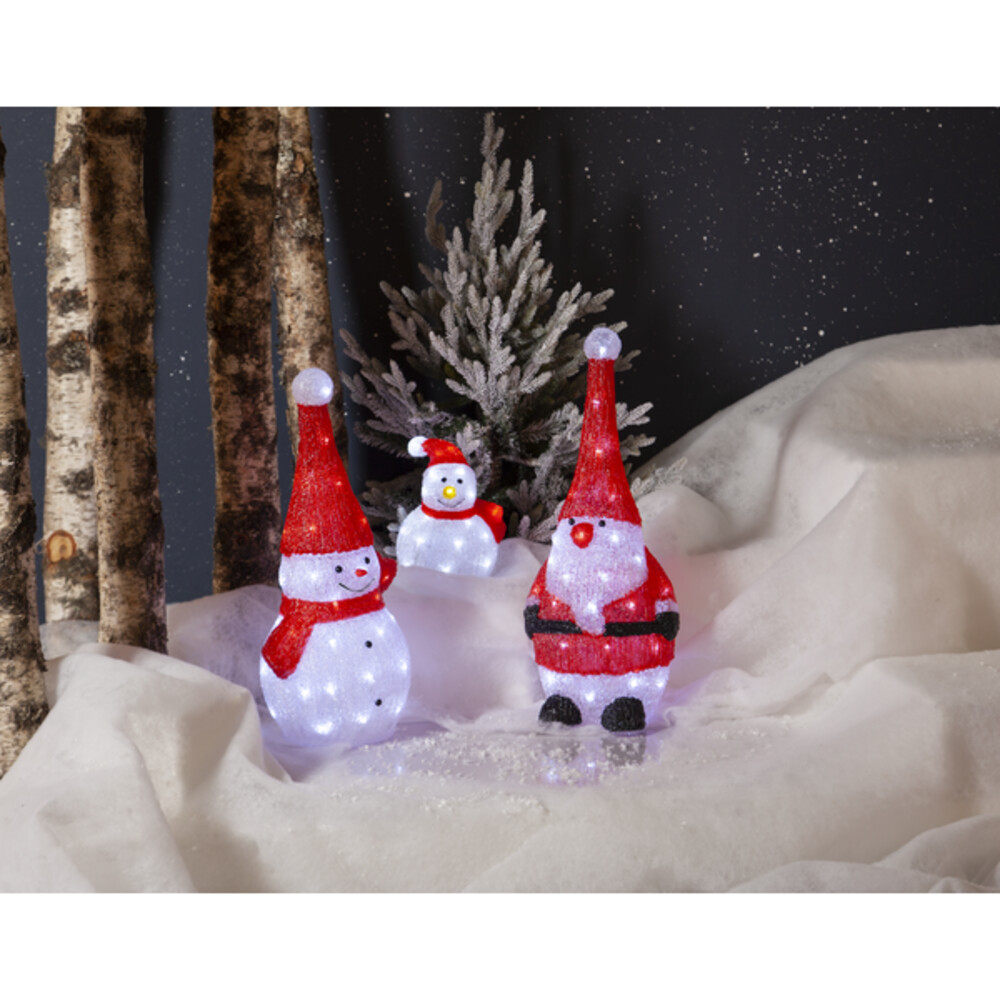 Schmückende rote und weiße Weihnachtsmann-Acrylfigur mit leuchtenden LEDs von Star Trading
