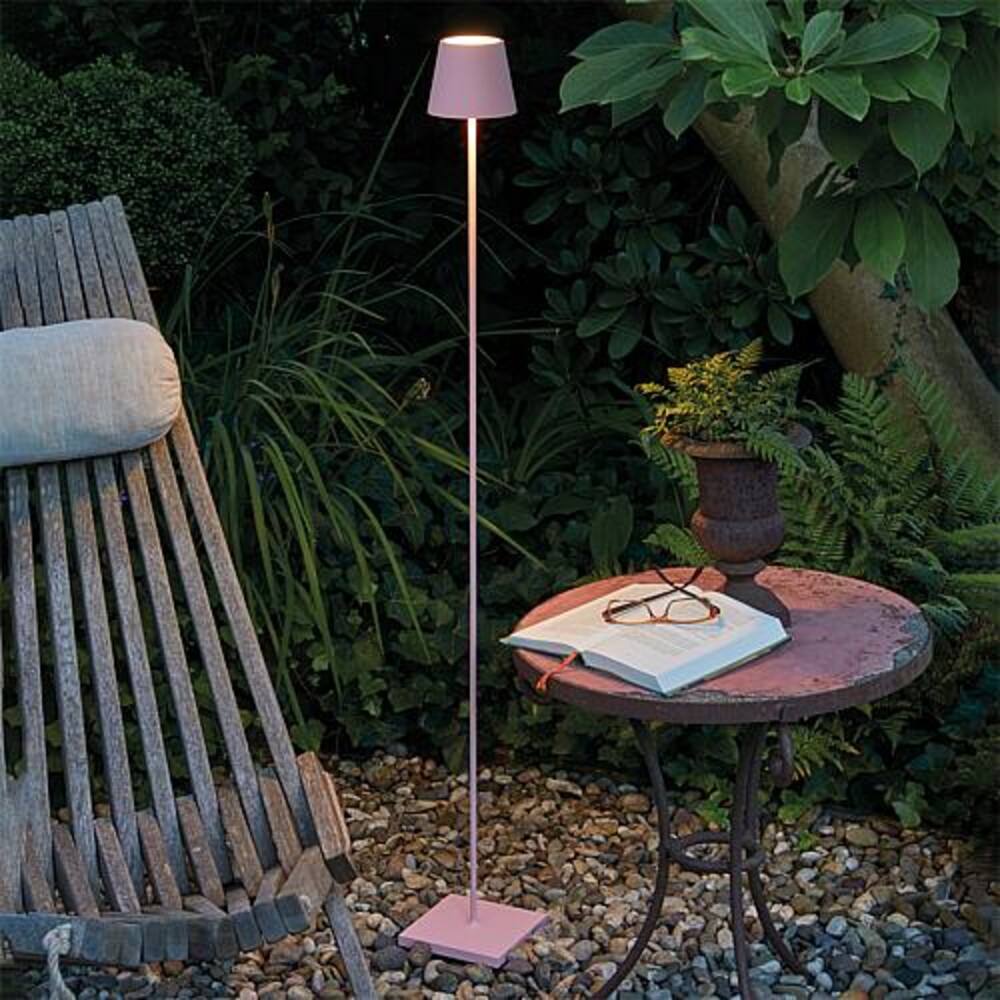 Elegante mobile Akku-Lampe für Außenbereich von SIGOR in kräftigem Rosa