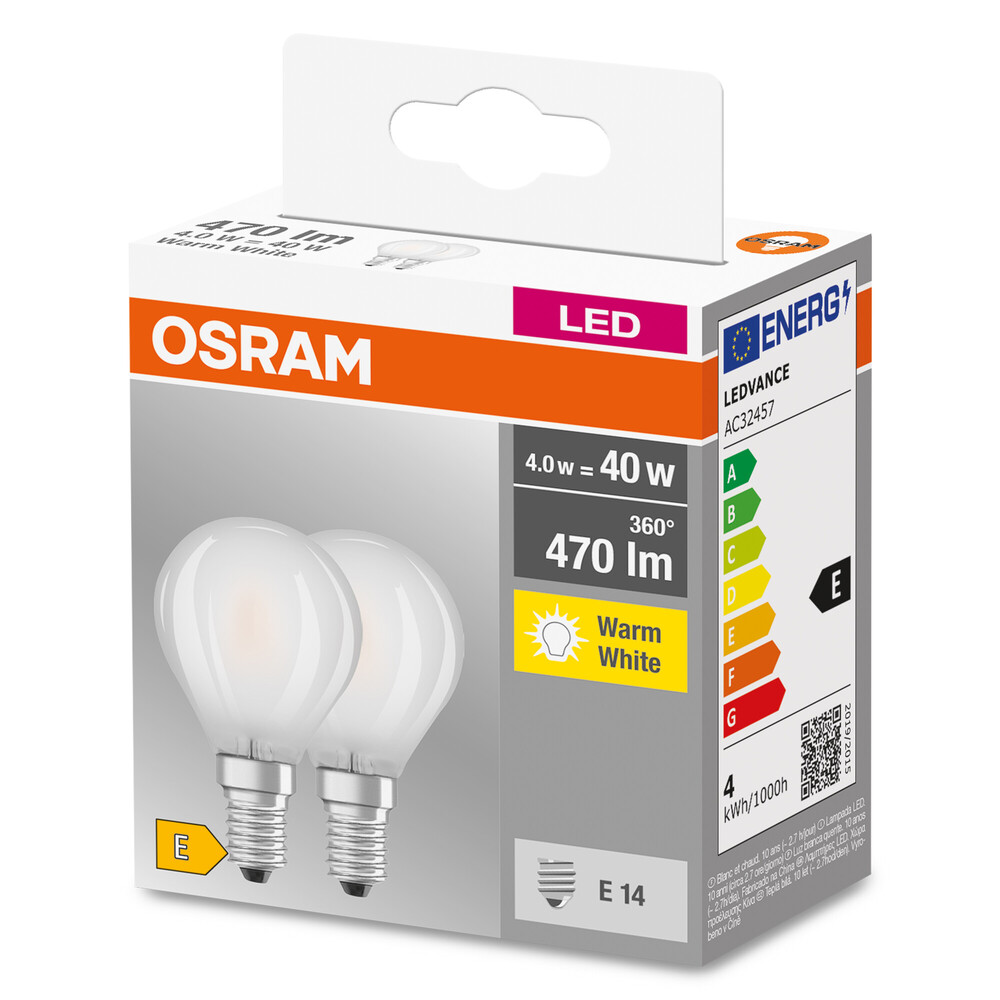 Stromsparendes LED-Leuchtmittel der Marke OSRAM strahlt ein warmes 2700K Licht aus