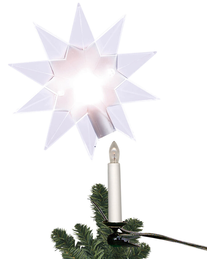 Eindrucksvolle, beleuchtete Christbaumspitze von Star Trading in transparentem Kunststoff