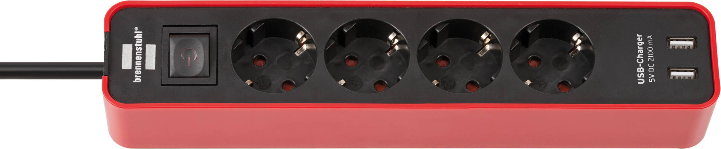 Brennenstuhl Ecolor Steckdosenleiste mit USB Ladefunktion 4 fach rot schwarz 1 5m H05VV F3G1 5 mit Schalter - LED Universum