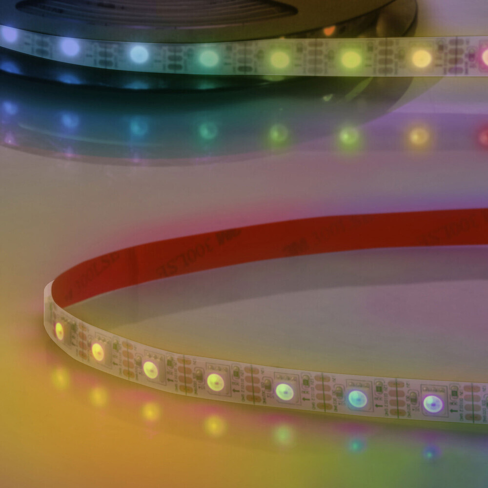 Farbenfroher LED Streifen von Isoled mit 62 LEDs pro Meter und Wasserschutz IP68