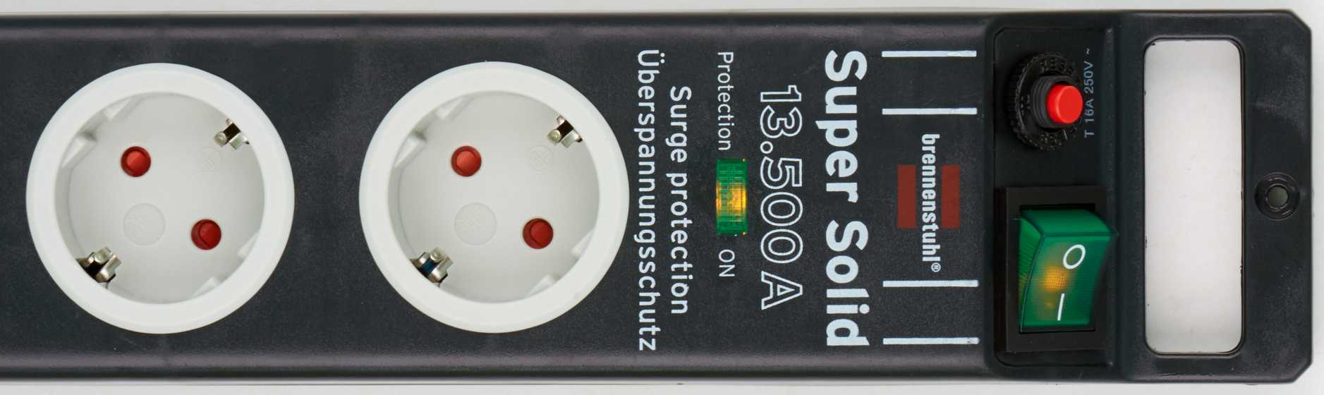 Super-Solid 5-fach Überspannungsschutz-Steckerleiste 13.500A 2,5m schwarz