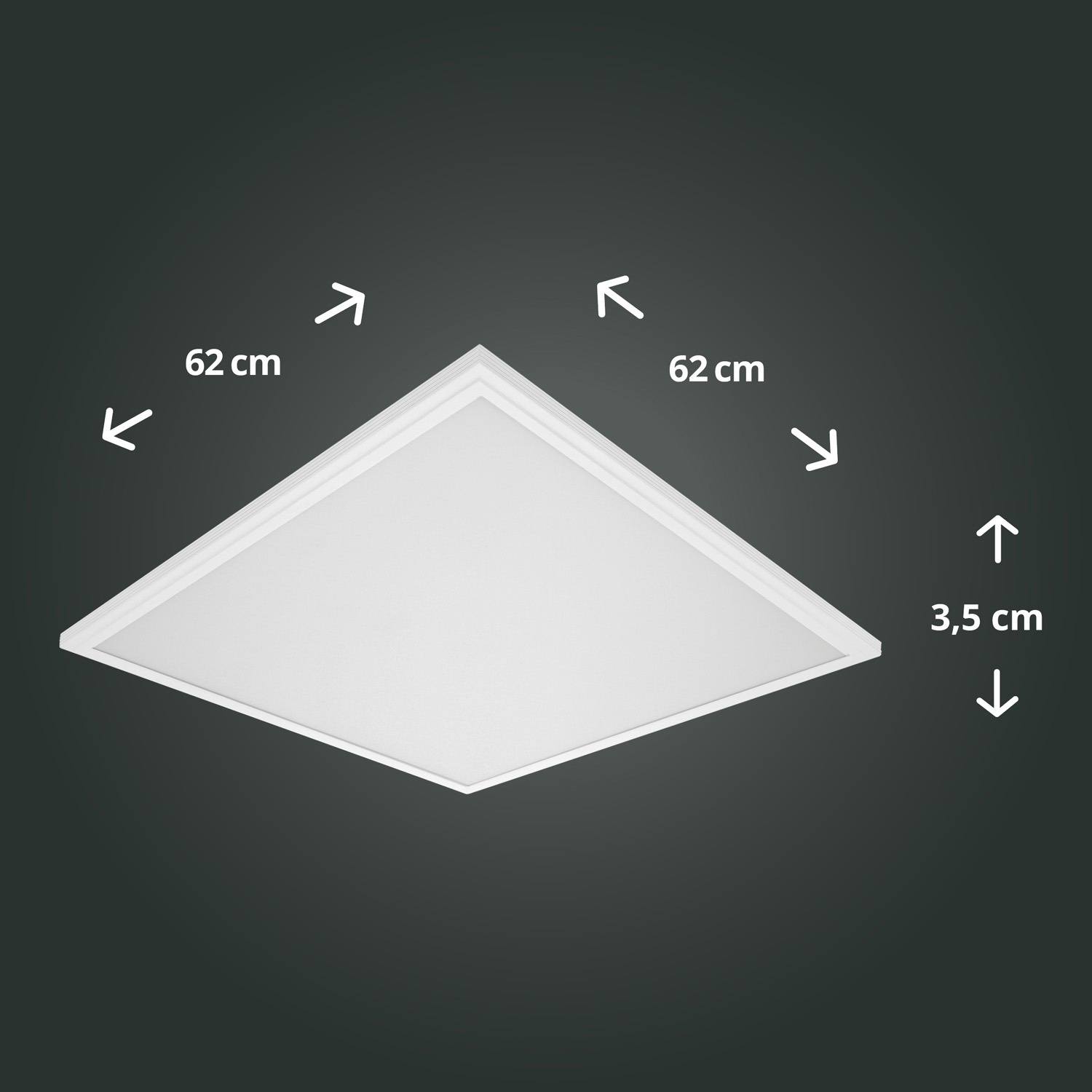 LED Backlit Panel 62x62cm neutralweiß 40W 4000K 4400lm L620xB620xH35mm (Netzteil am Panel)