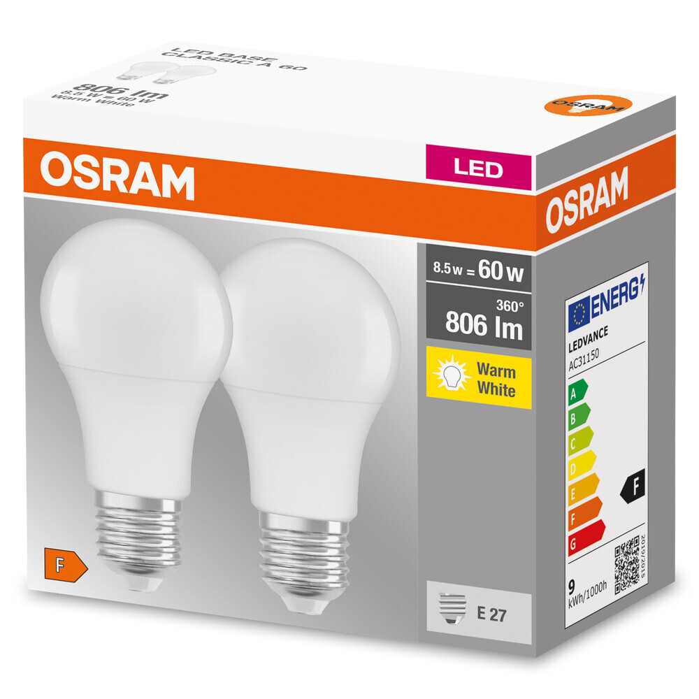 Hochwertiges OSRAM LED-Leuchtmittel strahlt warmes Licht mit 2700 K aus