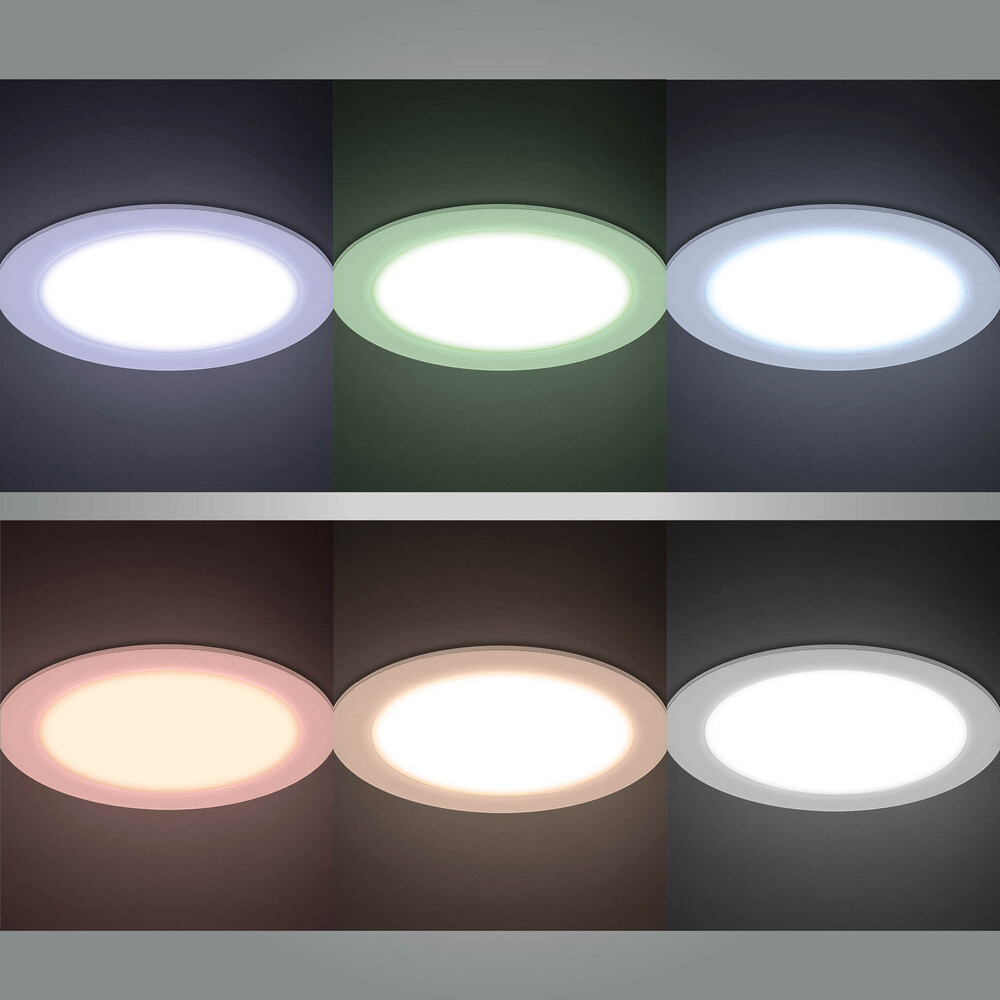 Eindrucksvoller dimmbarer LED Einbaustrahler von LED Universum mit praktischer Fernbedienung und stimmungsvoller RGB & CCT Beleuchtung