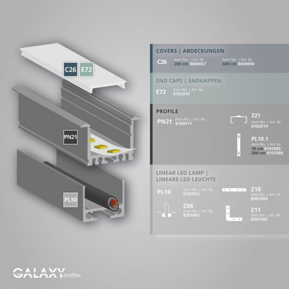 Eindrucksvolles, hervorragend verarbeitetes GALAXY profiles LED Profil