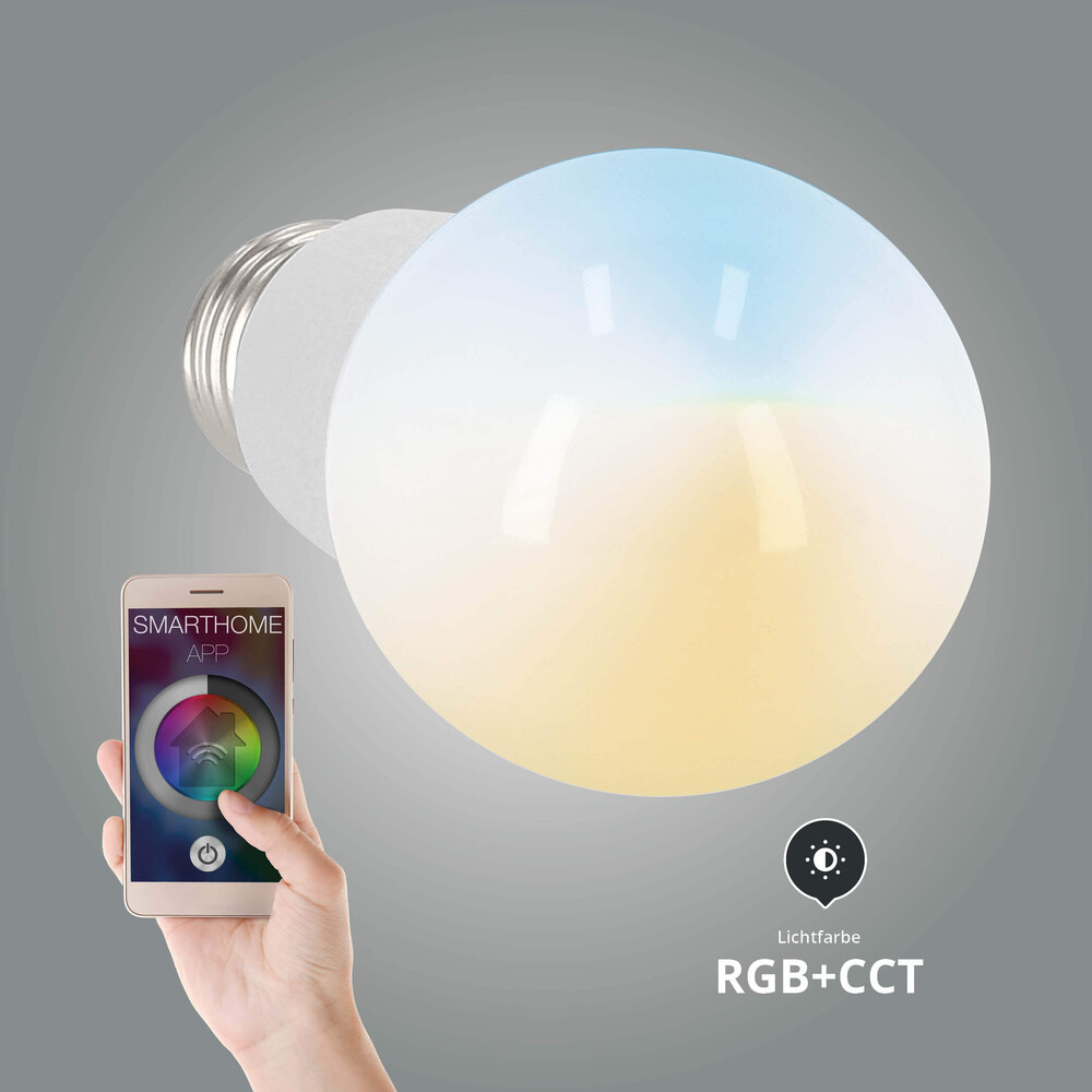Hochwertige, smarte LED-Glühbirne mit RGB CCT Funktionen von LED Universum