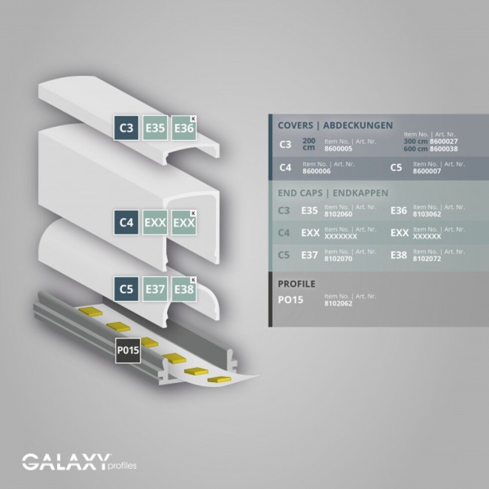Ultraflaches LED-Profil von GALAXY profiles, geeignet für LED-Stripes mit maximaler Breite von 12 mm