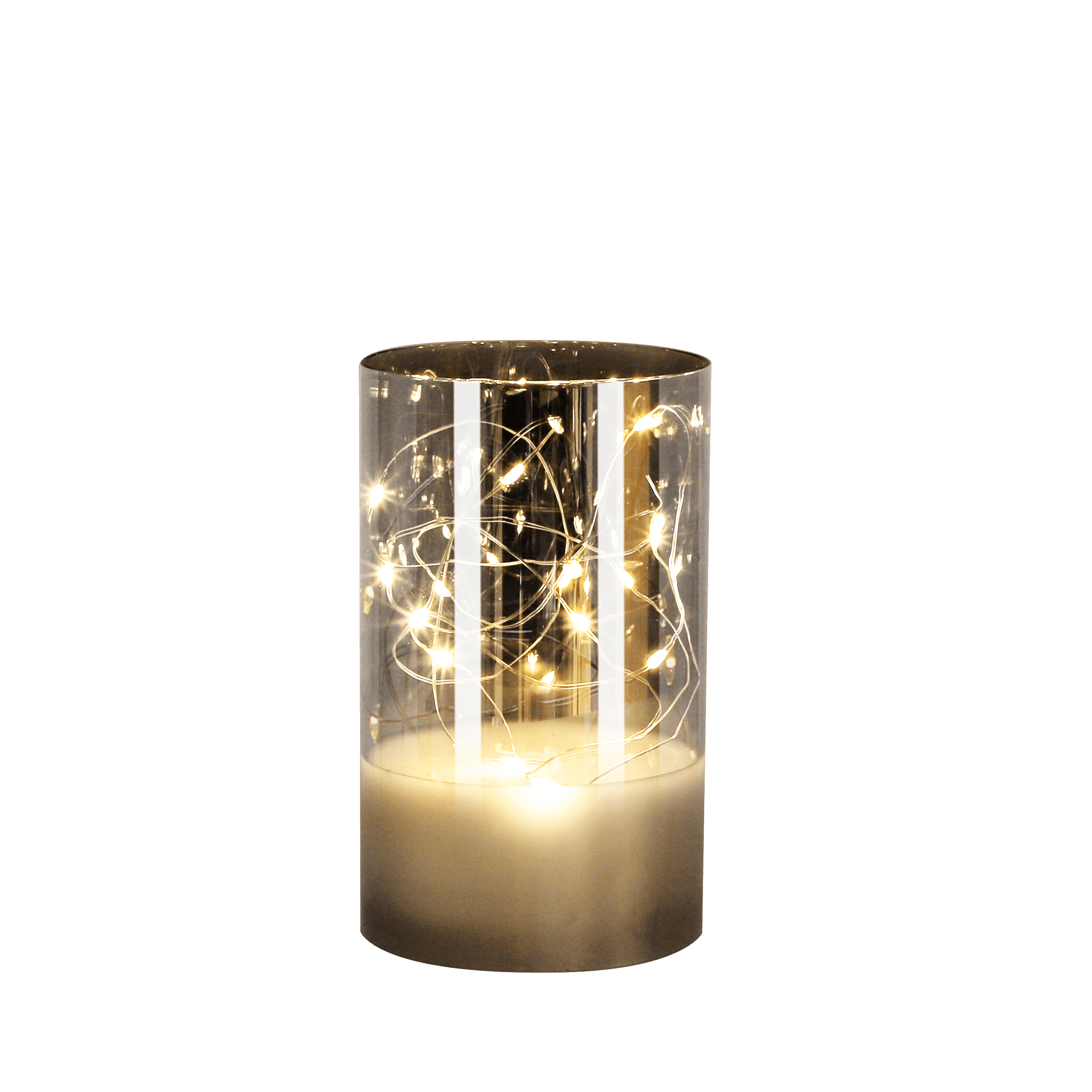 LED Dekokerze mit Lichterkette silber "Kassiopeia" 15cm