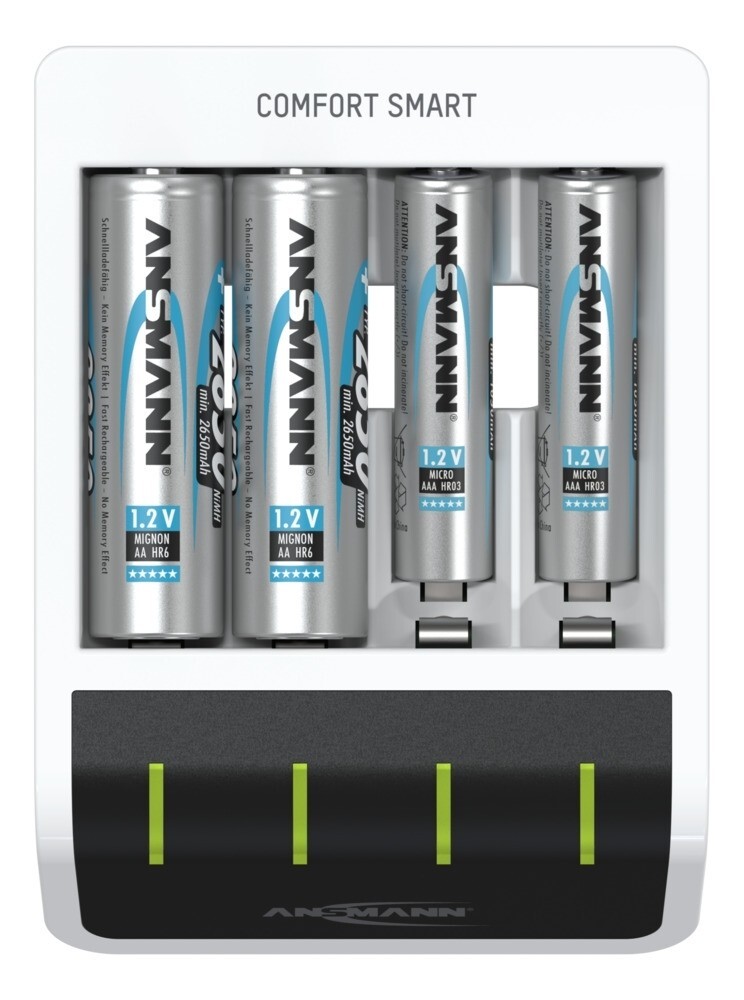 Hochwertiges Akku-Ladegerät der Marke Ansmann, ideal für NiMH und NiCD Batterien