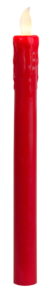 Bild von langen, rot leuchtenden LED Kerzen von Star Trading im 2er Set, batteriebetrieben mit Schalter oben