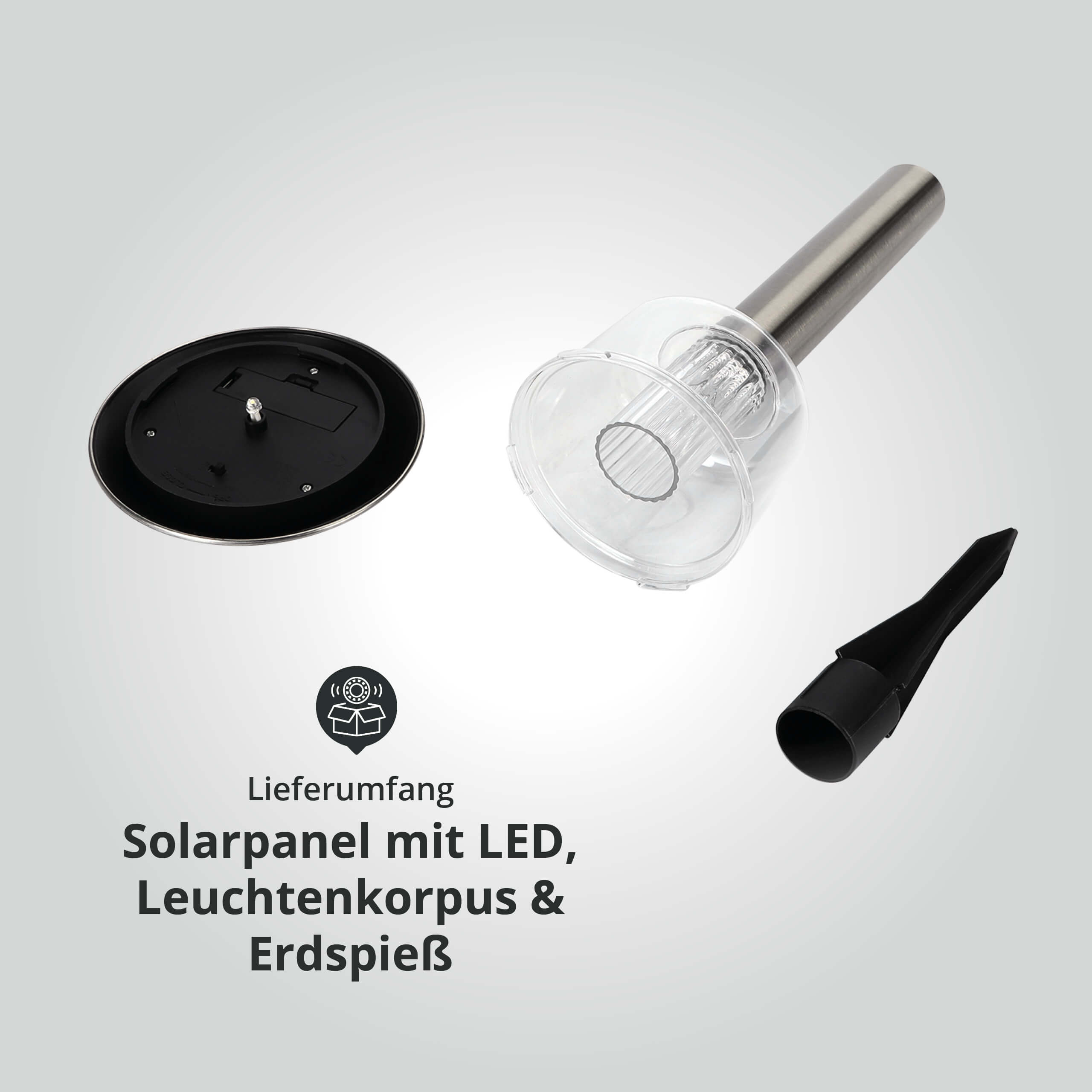 LED Solar Garten Erdspieß Laterne Edelstahl 37cm 6500K [3062] 12er Set