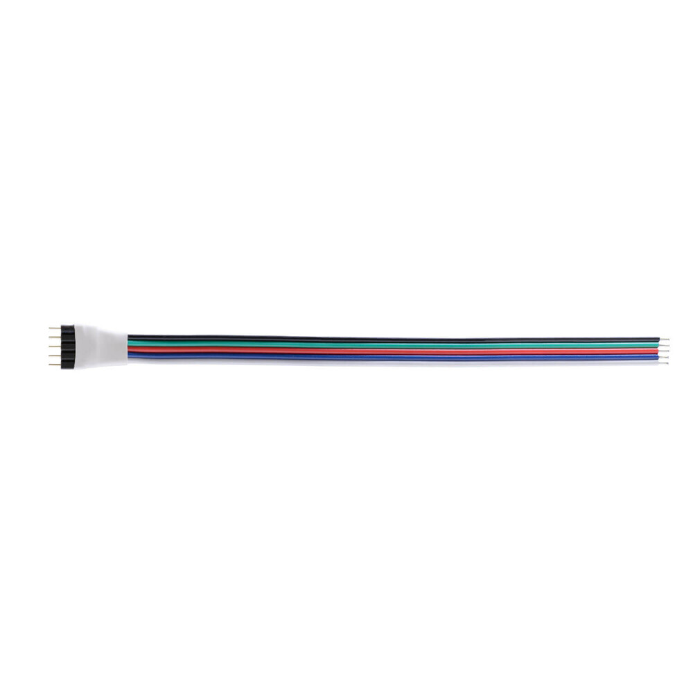 Detailaufnahme des 5-poligen Anschlusskabels für RGBW LED Streifen Stecker von LED Universum, hochwertig und für 12-24V geeignet