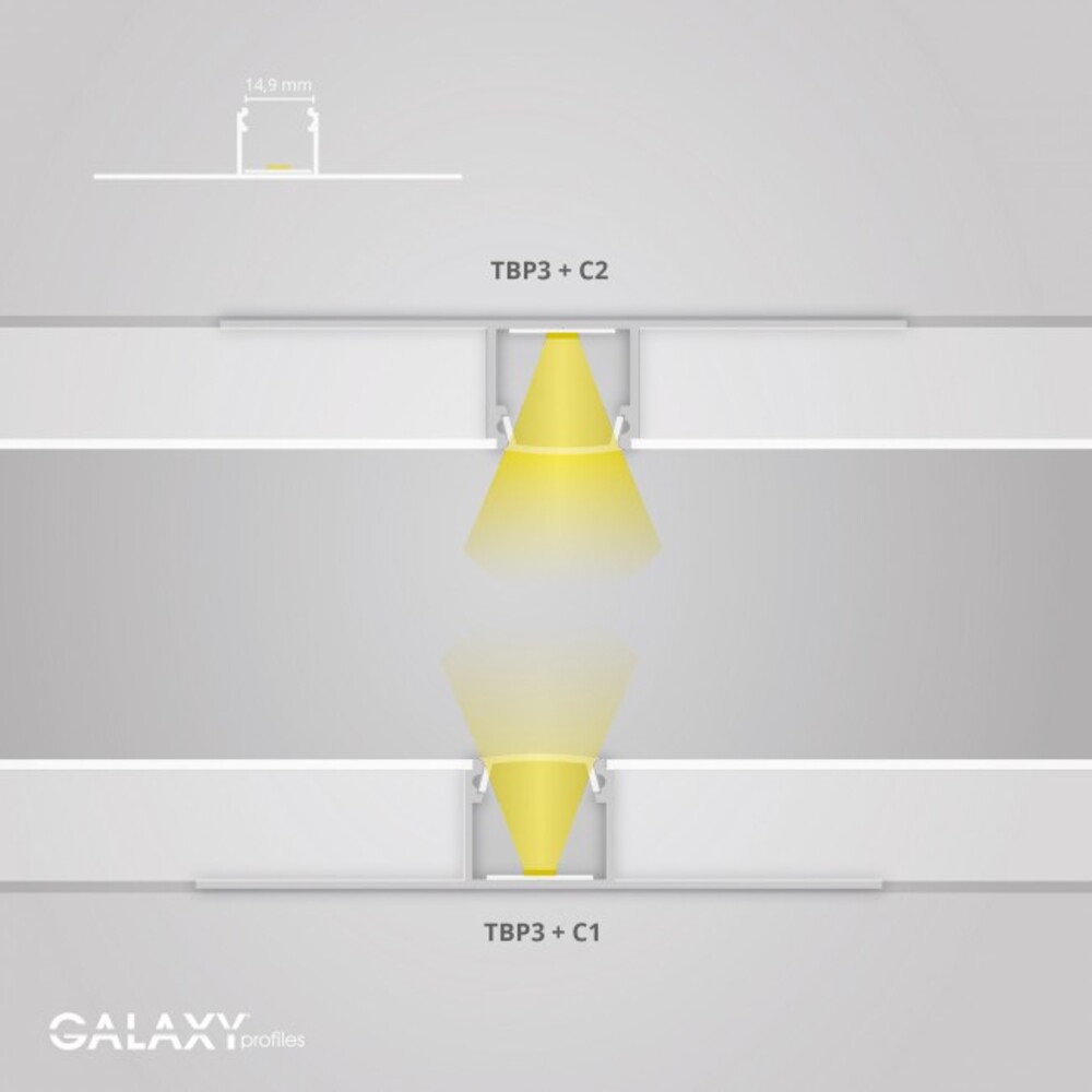 Elegant anmutendes LED-Profil von GALAXY profiles, perfekt für eine ästhetische Beleuchtung mit LED-Streifen