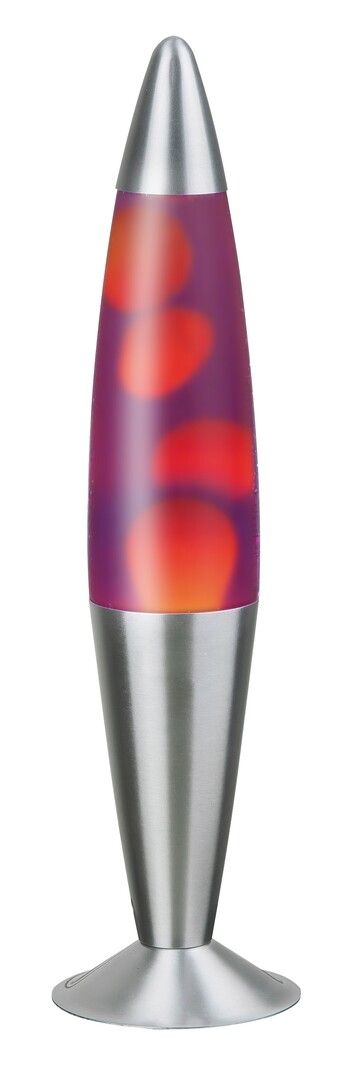 Herrliche Rabalux 4106 Lavalampe in schimmerndem Silber mit feurigem Orange und verborgenen Purple-Tönen