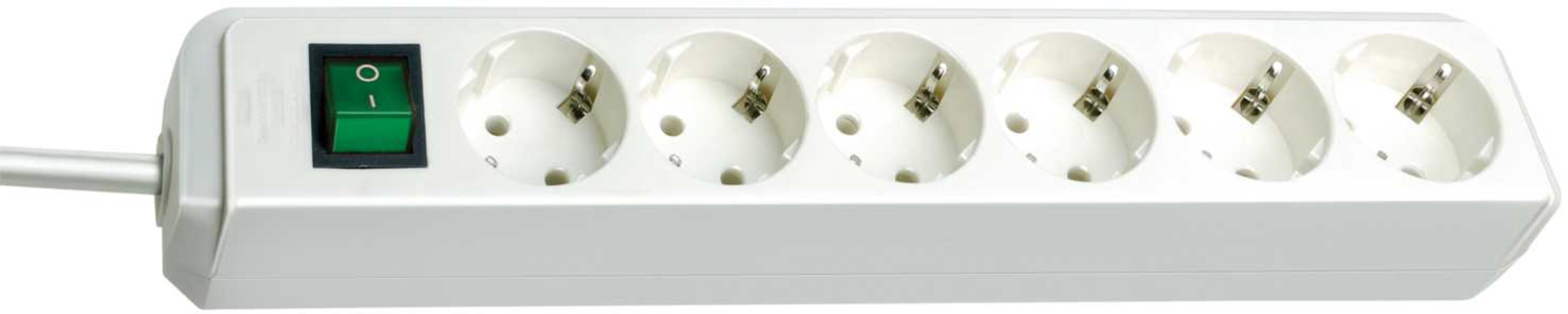 Weiße, multifunktionale Steckdosenleiste von Brennenstuhl mit integriertem Schalter