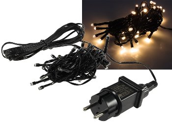 LED Aussen-Lichterkette "CT-ALK040" 4m, warmweiß, Kabel schwarz, IP44, 40 LEDs