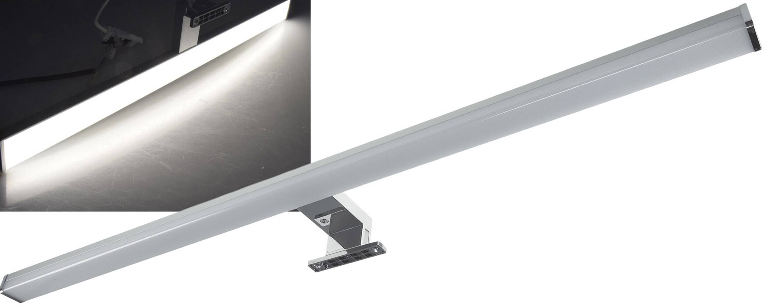 Elegant entworfene LED Spiegelleuchte des Markenherstellers ChiliTec mit einer neutralweißen Lichtfarbe