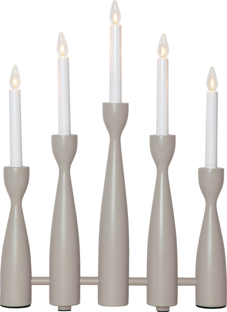 Eleganter 5-flammiger Leuchter in Grau aus Holz, Kunststoff und Metall von Star Trading