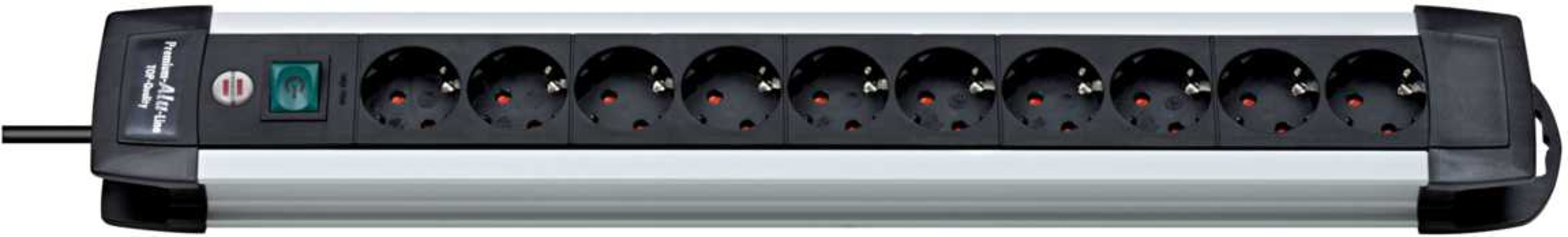 Hochwertige Steckdosenleiste von Brennenstuhl Premium Alu Line mit 10 Steckdosen und 3m Kabel in schwarz