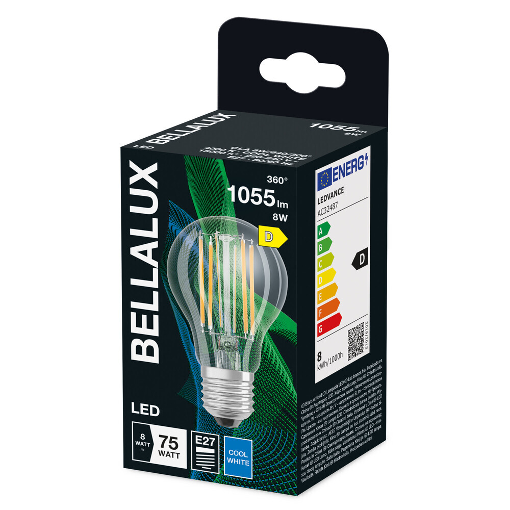 Hochwertiges Leuchtmittel von BELLALUX mit 4000K Farbtemperatur und einer Leistung von 7,5W.