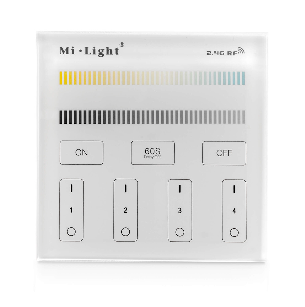 LED Universum Wandsteuerungen - Milight 4 Zonen Wandsteuerung für CCT LED Beleuchtung 2.4GHz Unterputzmontage Schalterdose 230V