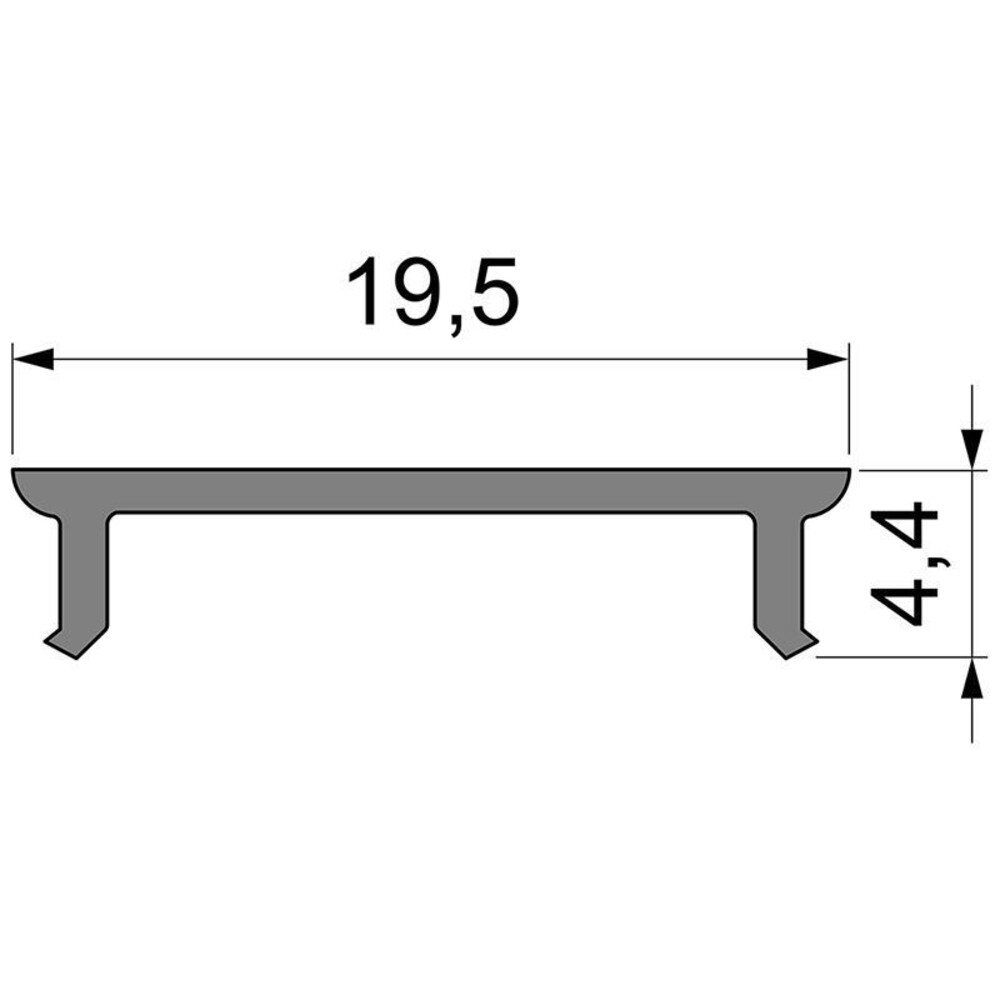 shining Deko-Light Abdeckung with length 2000 mm, width 19.5 mm and height 4.4 mm