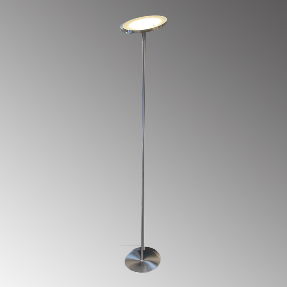 Elegante LED Stehlampe der Marke FHL easy! in edlem Nickelfarben-Metalldesign
